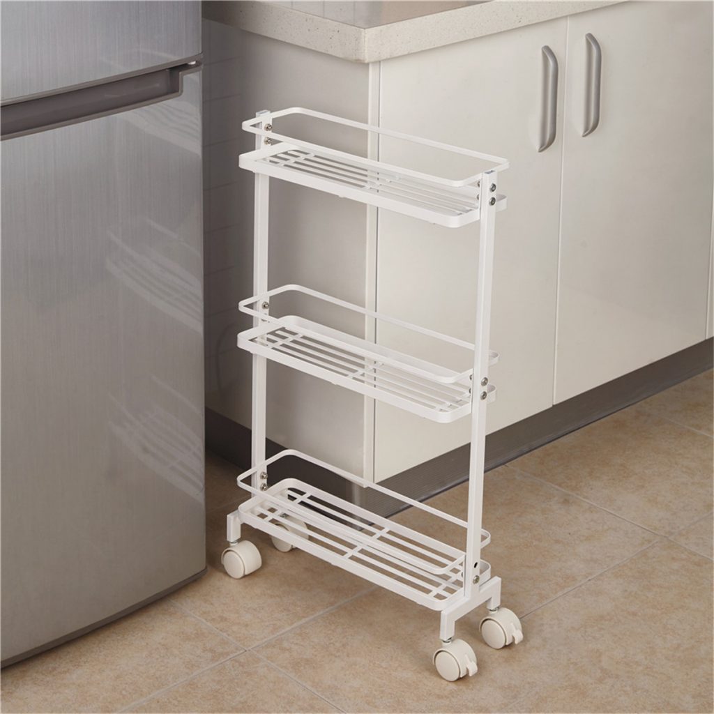 Gap Storage Rack 3 Layers Movable Gap Storage Rack Slim Slide Tower Assemble Bathroom ...
